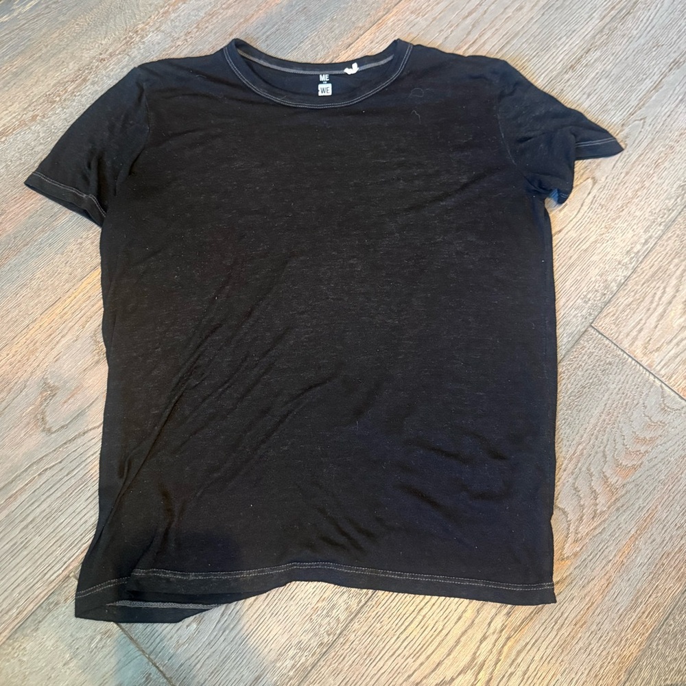 Plain Black Crew Neck T‑Shirt